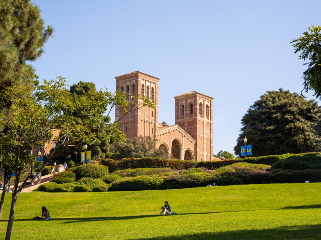 UCLA campus with view of Royce Hall